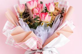 Bouquet of Tulips on Pink Background