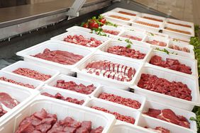 Butchers store and fresh meat: meat shortage