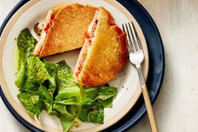 Muffaletta-Grilled Cheese Sandwiches With Romaine Salad